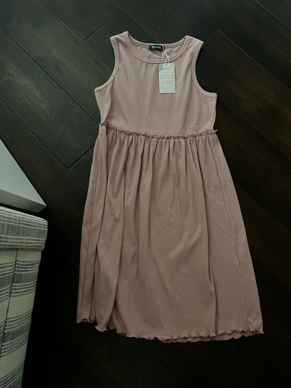 Ribbed knit ruffle swing dress